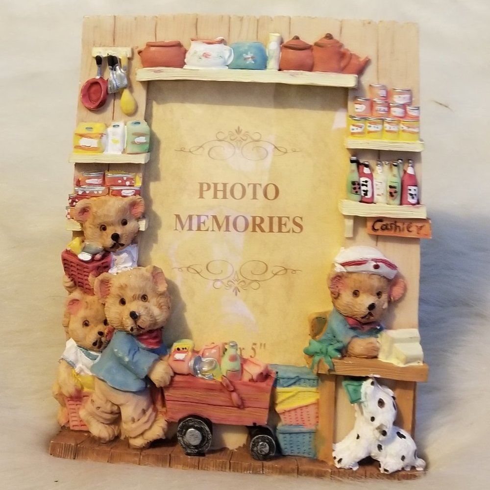 Photo Memories Resin Bears Shopping Picture Frame